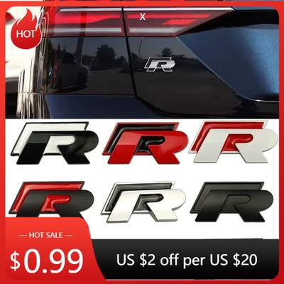 For VW VOLKSWAGEN 2026 New For Volkswagen VW R Rline Logo Metal Car Grille Emblem Rear Trunk Badge Stickers Polo Golf Jetta Beet
