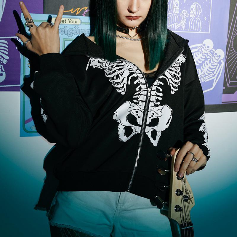 2023 Gothic Unisex Butterfly Skull Hoodie, Oversized Harajuku Style Sweatshirt for Couples