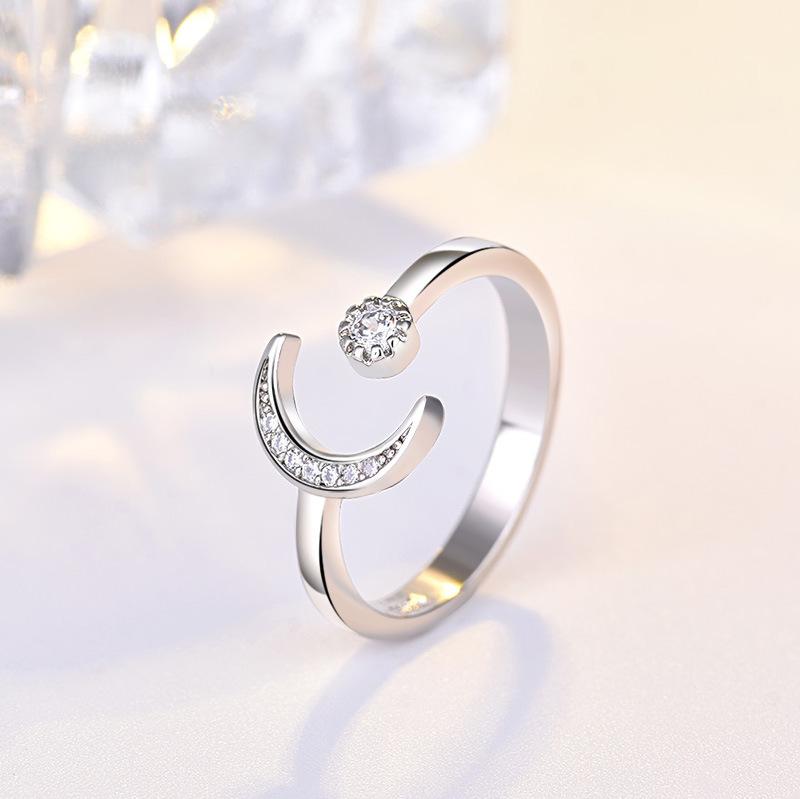 New 925 Sterling Silver Ring AAA Zircon Adjustable Size Engagement Rings for Women Wedding Ring Party Fashion Nice Jewelry Gift