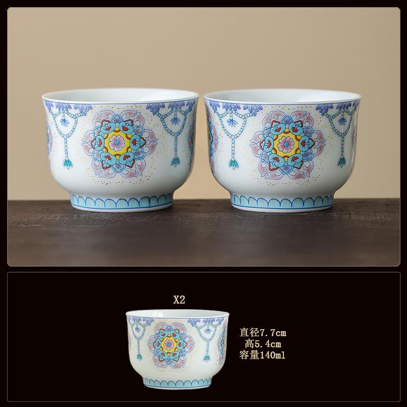 Blue and white bucket color tea cup New Chinese ceramic personal master cup Home office hospitality tea set Press hand small teacup