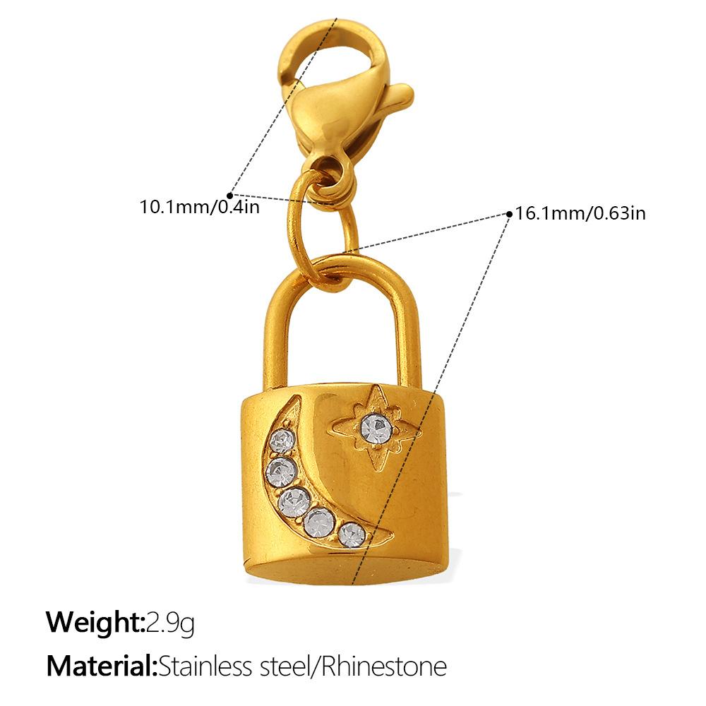 Retro Wind Diamond Lock Key Series Lobster Buckle Pendant Stainless Steel Gold-Plated Versatile Diy Accessories