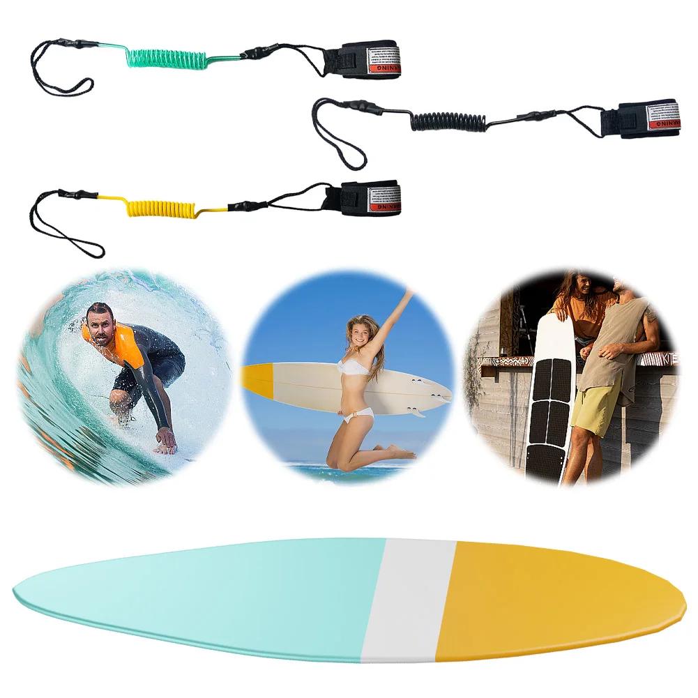 Surfboard Bodyboard Safety Leash - Coiled Hook & Loop Wrist Strap, Elastic Hand Rope for Training Exercise Floats Replacement