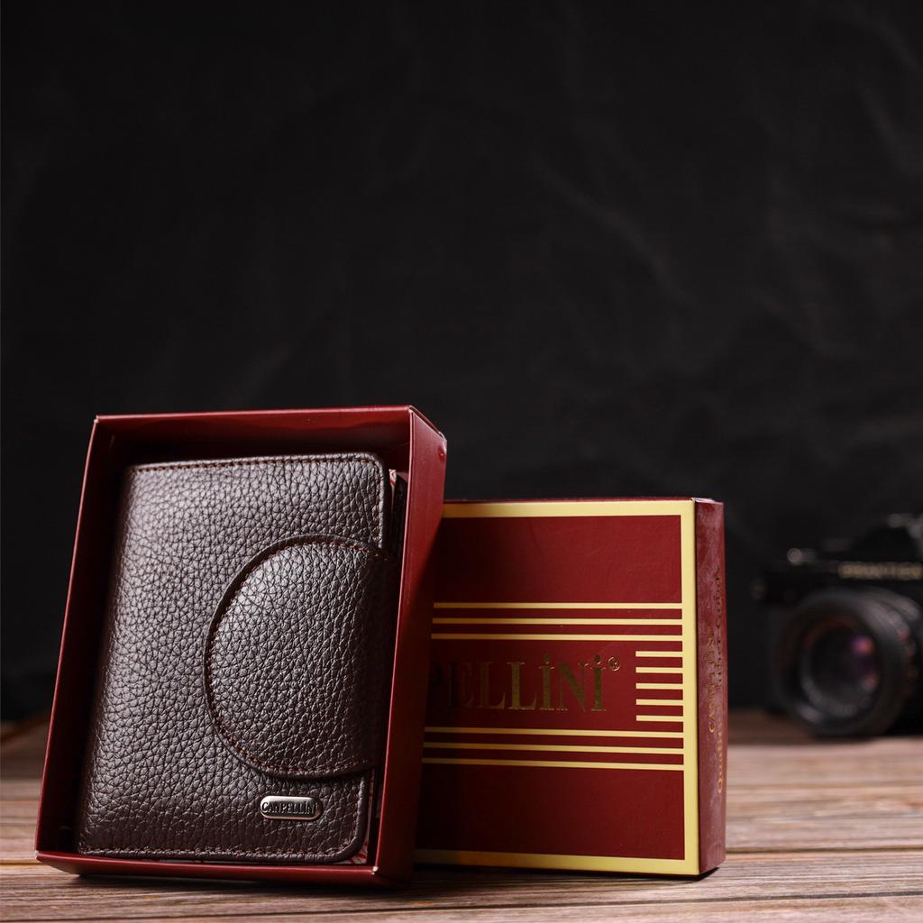 Practical Medium-sized Women's Purse Made of Genuine Grained Leather CANPELLINI 21808 Brown