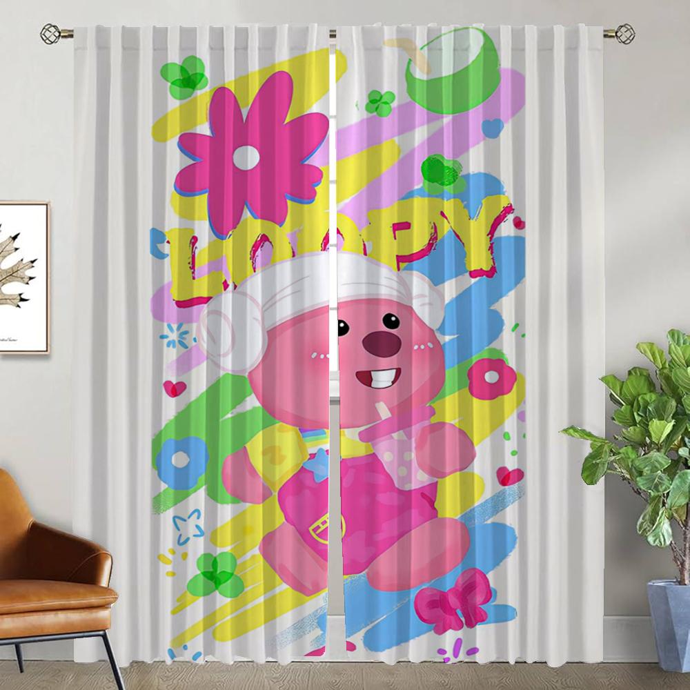 Anti-mosquito Curtains 2 Pieces Pororos Curtains for Living Room Curtain Tulle for Bedroom Halloween Decoration Partition Camera