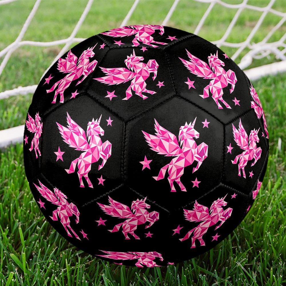1pc Pink Geometric Unicorn Size 5 Soccer Ball Professional Match Training Football Indoor &Outdoor Sports Ball Lightweight Durable C6594