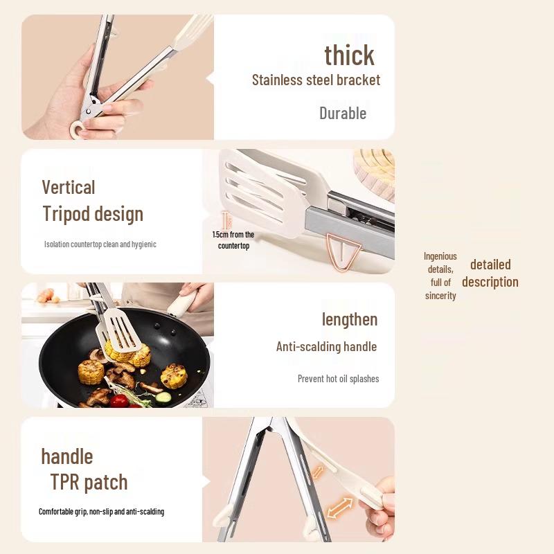 Extended Silicone Anti-Scald BBQ & Food Clip for Bread, Frying, and Steak