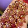 1Pc, Aura Healing Crystal Beads with Golden Accents, Boho Cylindrical Beads, Natural Strawberry Quartz Loose Beads for Jewelry Making DIY Crafts 9×9mm