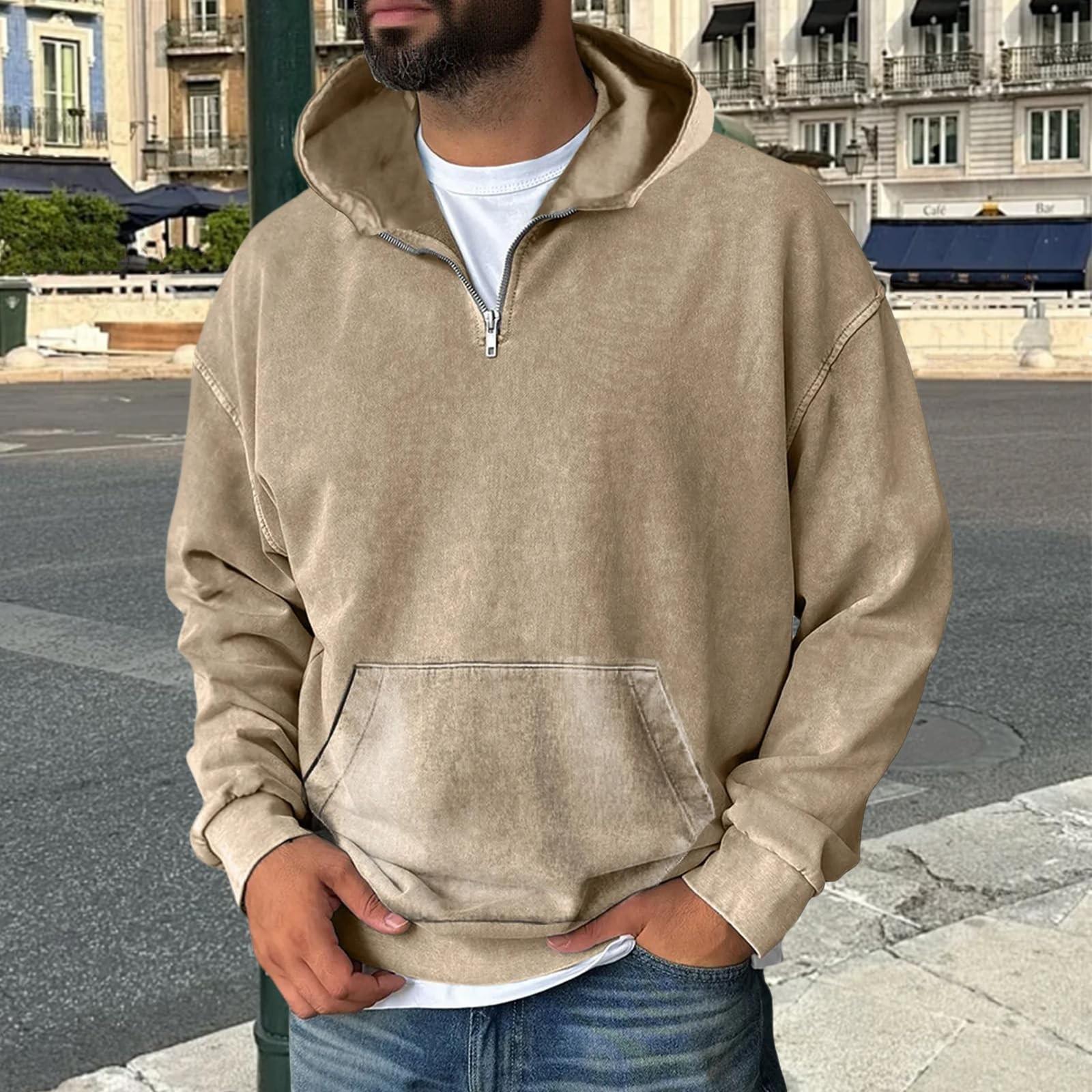 

Мужские толстовки на молнии с карманами, винтажные, повседневные, легкие XL верблюд