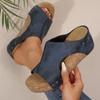 New Style Wedge Heel Shoes Retro Thick-soled Fish-mouth Sandals Women's Muffin Thick-soled