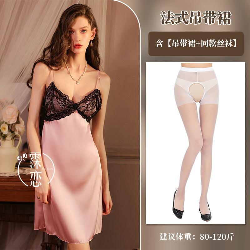 Sex Underwear, Deep V Lace Show Large Suspender Dress, High-end Pure Lust Women's Clothing