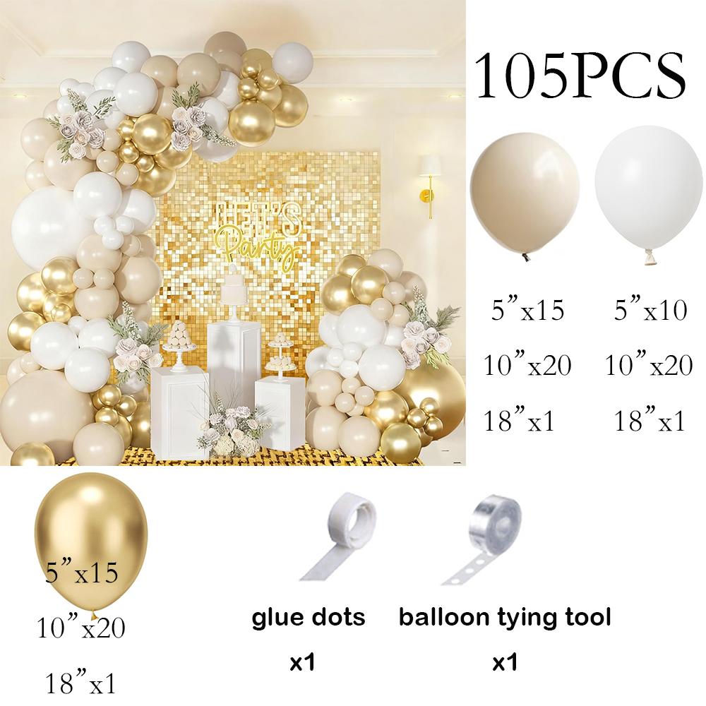 

Sand White Balloons Garland Kit White Gold Balloon Arch Gender Reveal Birthday Party Baby Shower Wedding Anniversary Decoration AS Picture