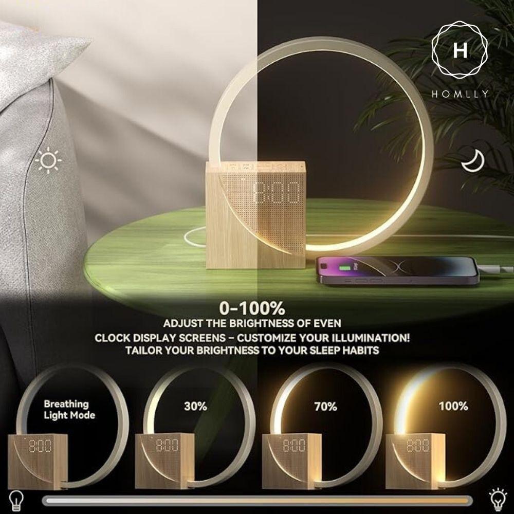 Homlly Sunrise Digital Alarm Clock with Relaxation Music, Warm Night Light & USB Charger
