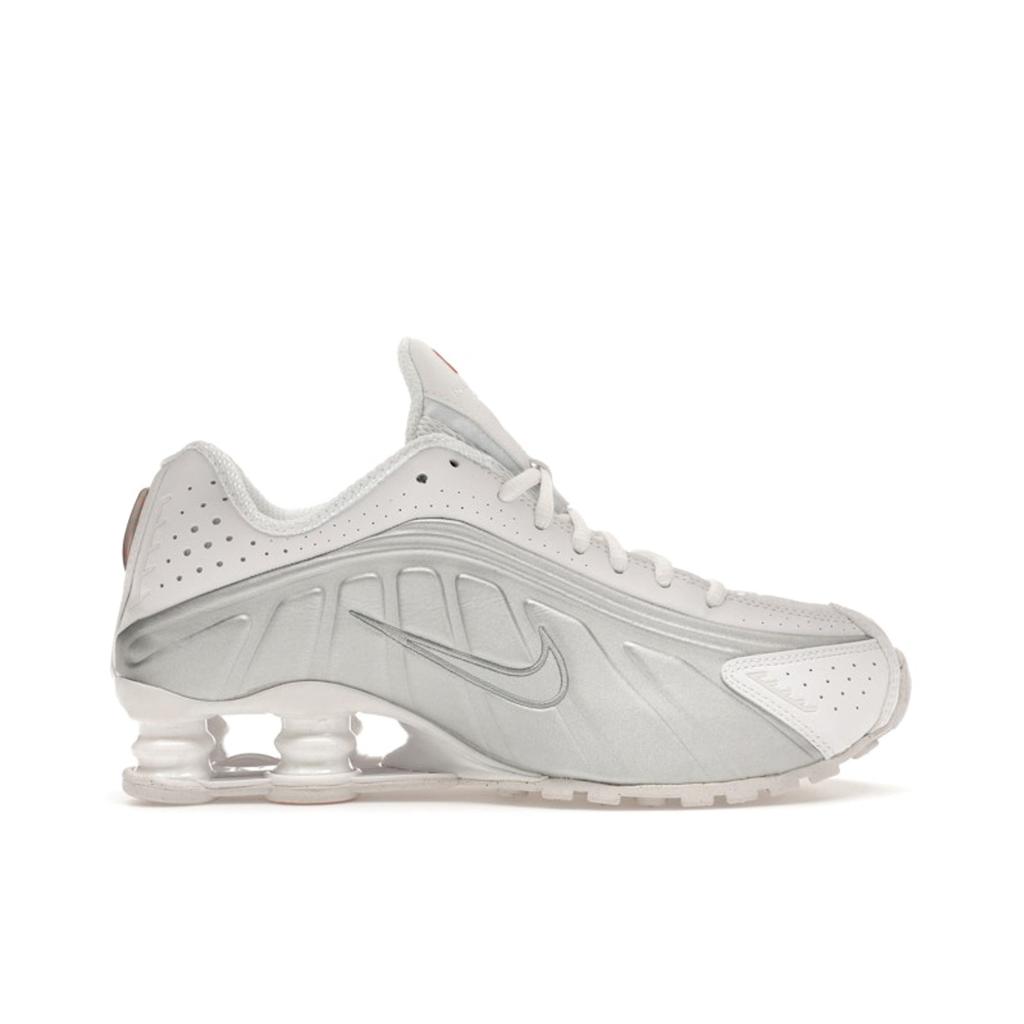 Nike  Shox R4 White Metallic Women Sneakers Metallic-Silver Max-Orange AR3565-101