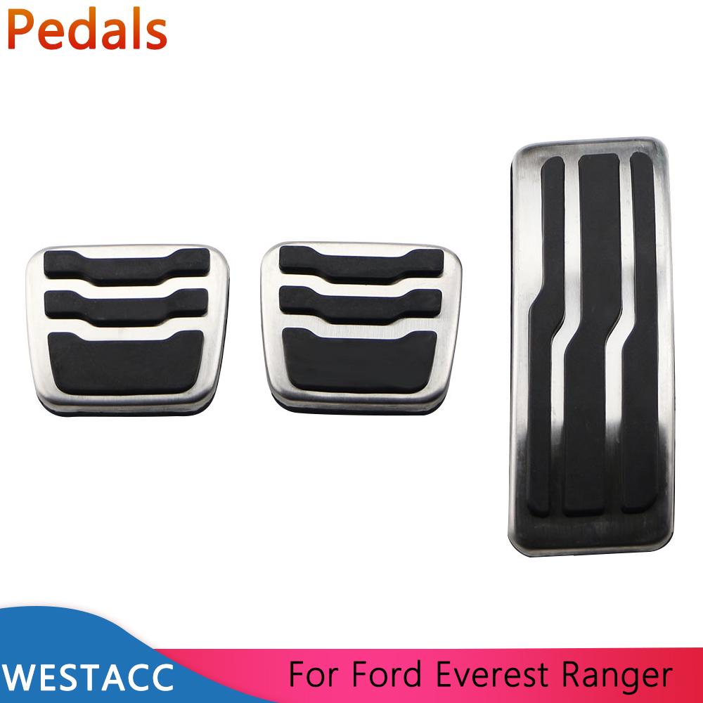 Edelstahl Auto Pedale Gas Bremse Ruhepedal Abdeckung für Ford Everest Ranger 2016 - AT MT Teile