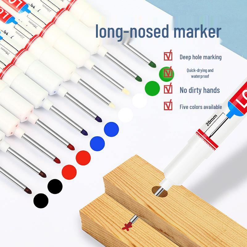 Weit verbreiteter schnelltrocknender wasserfester Industrie-Markierstift mit langer Spitze, weiß