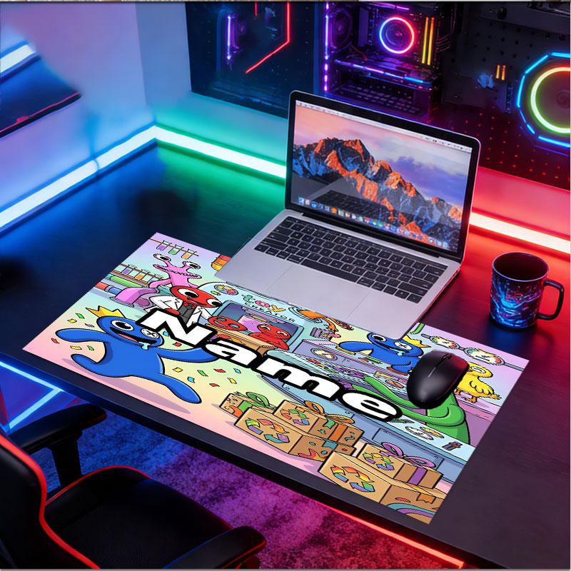 Custom Name Personalized Game Rainbow Friends Pattern Mousepad, Laptop PC Desk Mat, Decorative Desk Mat for Home Keyboard Pad Gift
