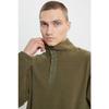 Men's Ecru Loose Fit Stand-up Collar Jacquard Soft Touch Fleece Sweatshirt