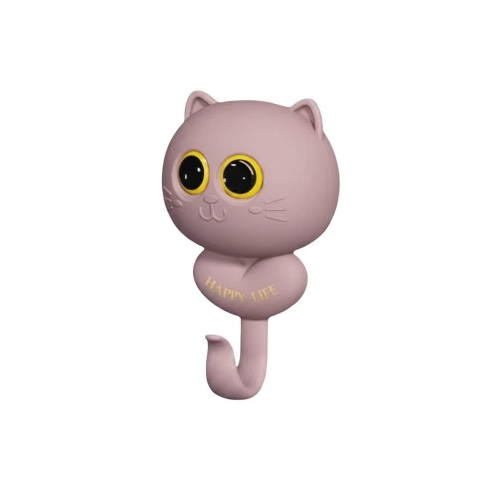 Wall Hanging Cat Blink Eyes Hook Free Punching Key Holder Cartoon Cat Hooks Entrance