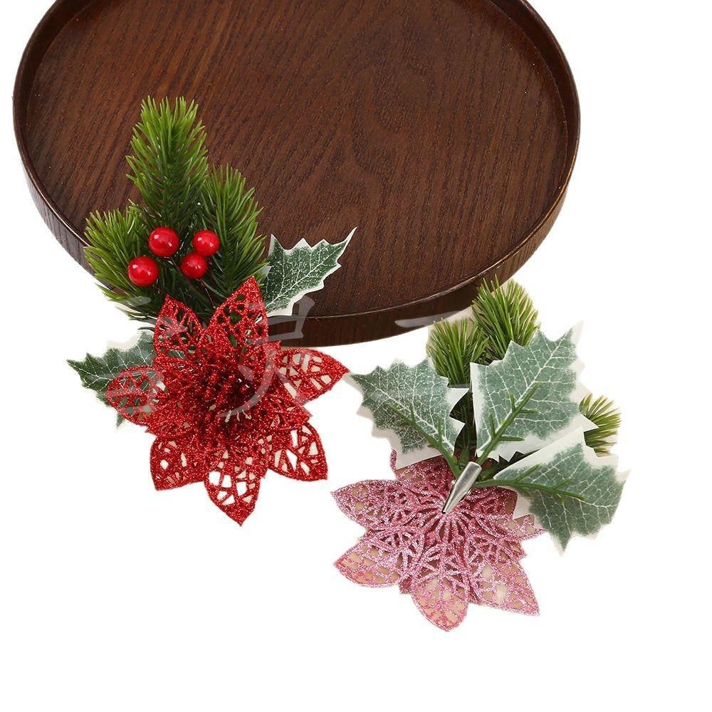 Christmas Flowers, Christmas Celebration Decorations, Scallion Powder with Hollow Flowers, Christmas Tree Decorations, Pendants, Ornaments, Handicraft