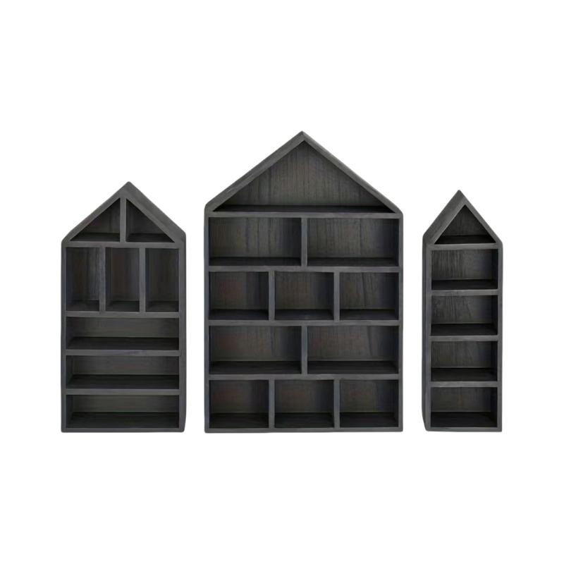 3Pcs Wooden Boxes Shelves Wall Storage Rack for Miniatures Medals Crafts