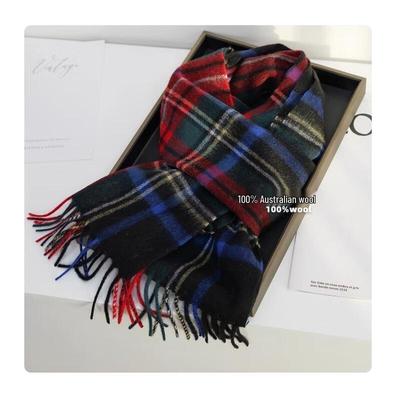 HANDUNYOU Australian Wool Style Plaid Winter Scarf