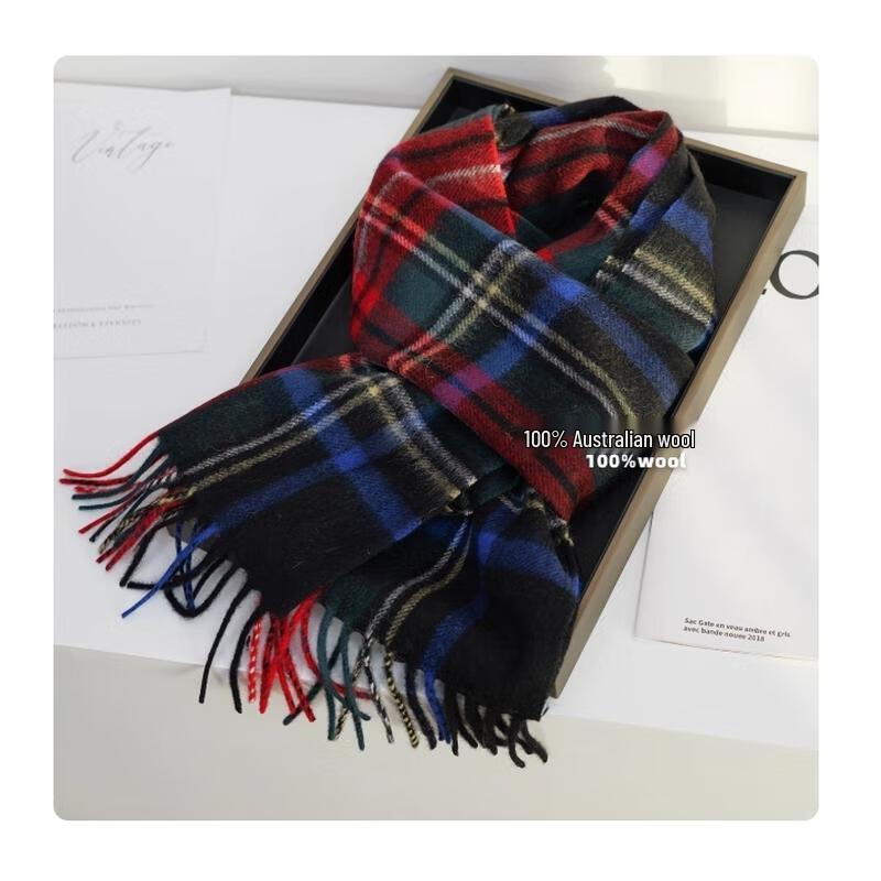 HANDUNYOU Australian Wool Plaid Scarf