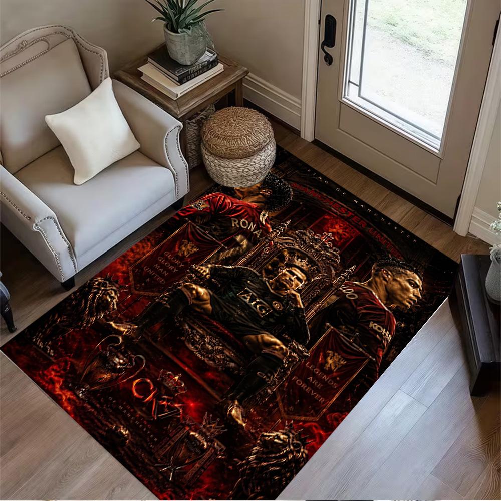 Ronaldo's Legacy Football Floor Rug Office Rug Design for Foyer Decorate Room Bedrooms Dining Room Anti-slip Rug Office Home Decor