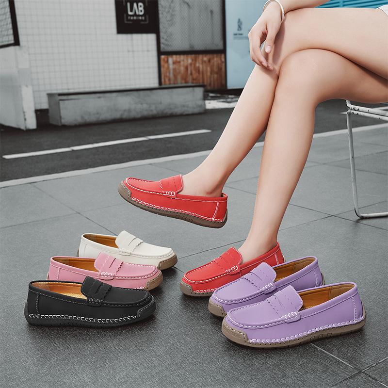 

Women s Loafers Slip on Leather Shoes Casual Shoes Moccasins Non-Slip Business Driving Sneakers 43 рожевий