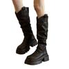 [Fanfna] 2025 Autumn New Platform Boots Women's Knee Knight Boots Thin Pleated Piled Boots
