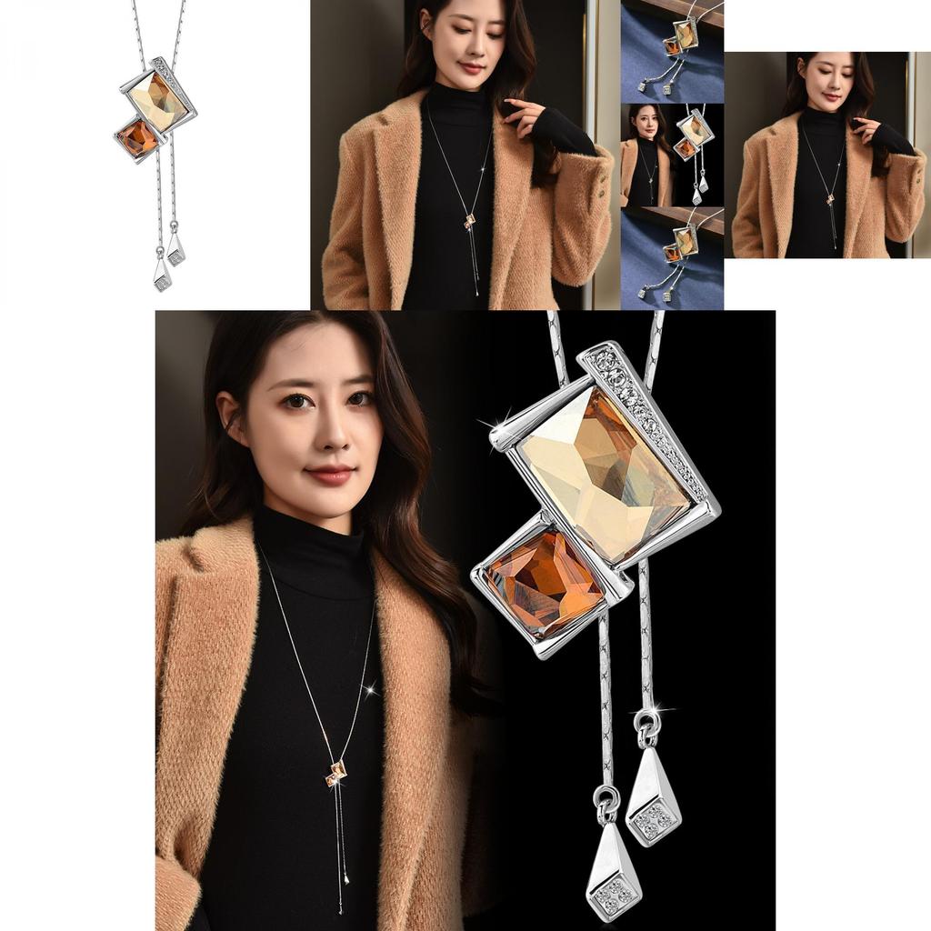 Stunning Korean Style Long Geometric Pendant Necklace Feminine Fashion Accessory