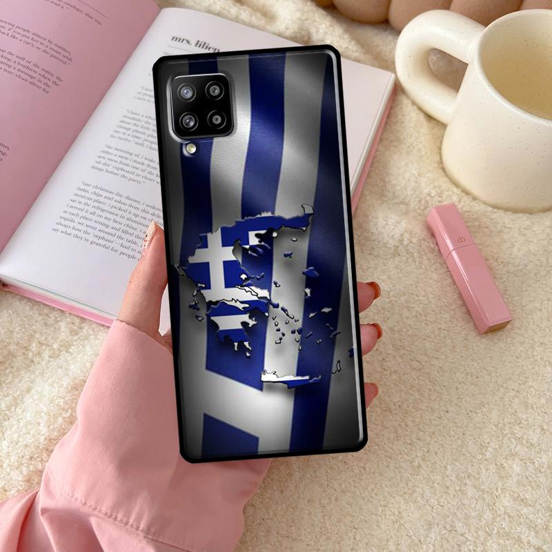 Řecká vlajka pro Samsung Galaxy A54 A34 A14 A13 A52 A32 A12 A22 A72 A52S A33 A53 A73 A71 A51 Pouzdro na telefon