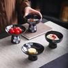 Creative Black Bowl Mist Flower Dessert Bowl Small Niche Retro Ice Cream Cups Home Handmade Art High Footed Ceramic Tableware