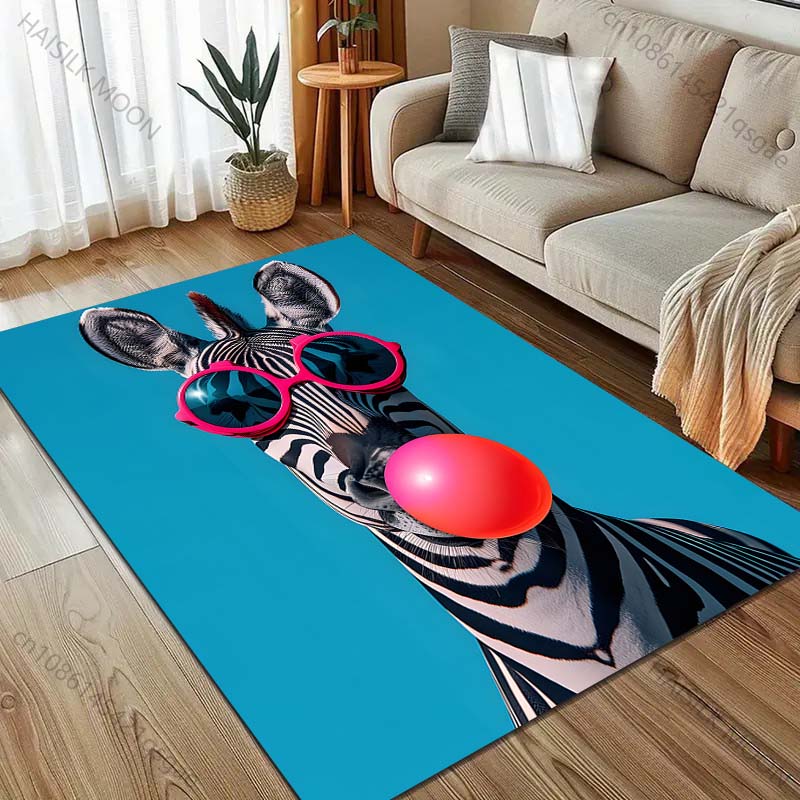 Zebra bläst Seifenblasen Druck Teppich für Schlafzimmer Wohnzimmer Bettseite Sofa Bodenmatte Moderne Heimdekoration Bereichsteppich Große Größe