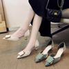 Women's Summer Footwear Stilito with Heel Shoes for Woman 2024 Green Sandals Square Toe Trend Beau Today Spring Stylish Fashion