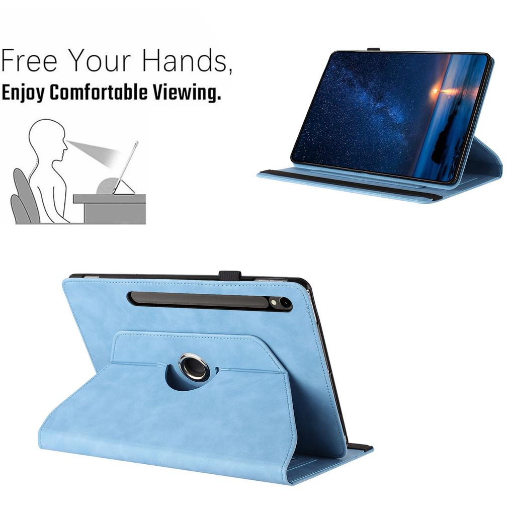 Tablet Case For Samsung Galaxy Tab S10 FE/S9 FE/S9 Rotating Stand Solid Color PU Leather Cover