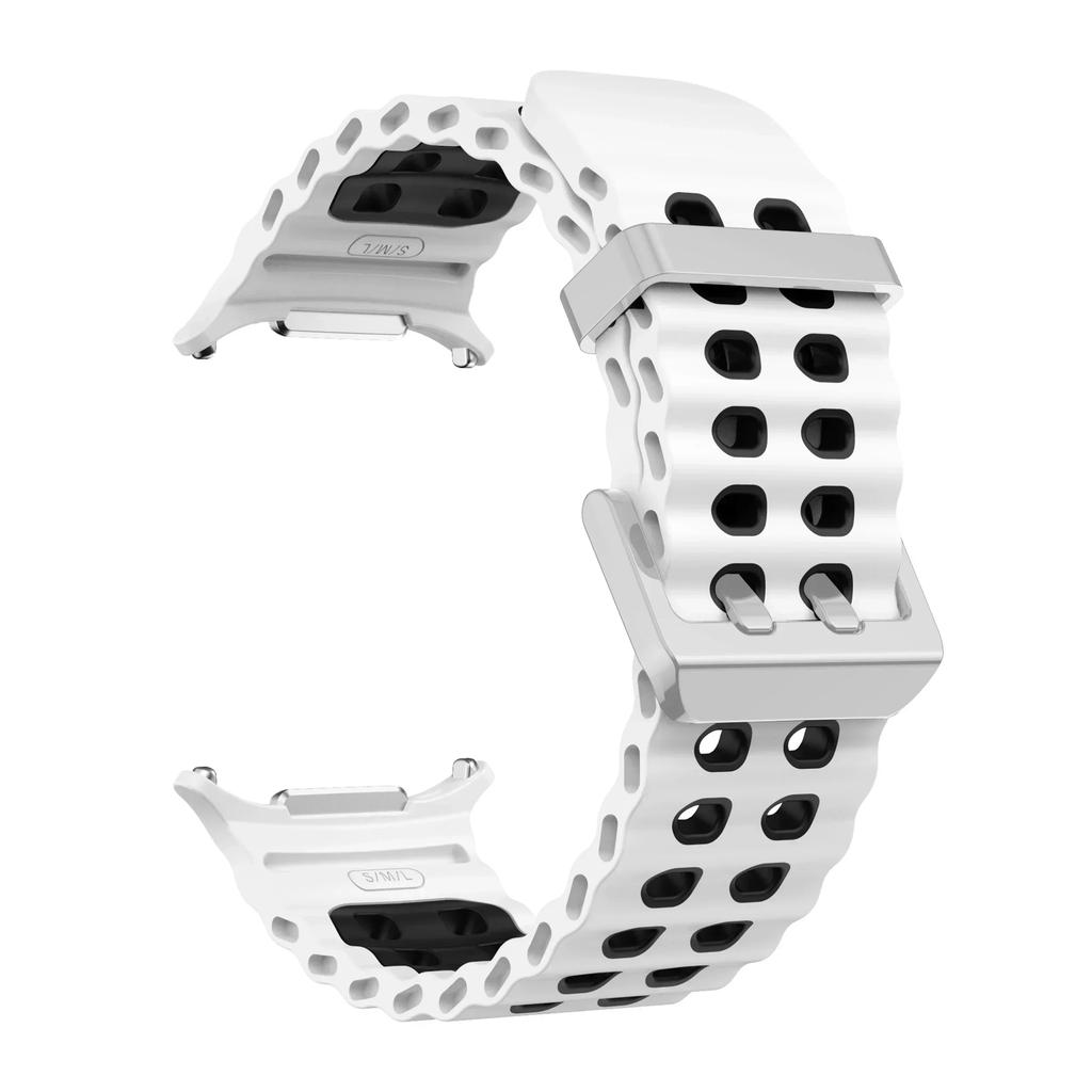 NEW Marine Silicone Strap For Samsung Watch 7 Ultra 47mm Bracelet No Gaps Sport Two-tone Band for Galaxy Ultra Watchband Straps