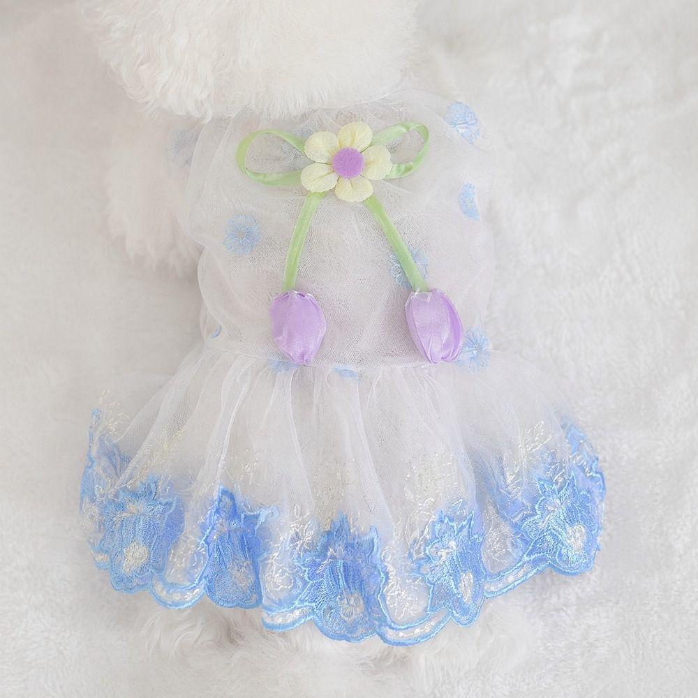Thin Mesh Cat Strap Puff Skirt Lightweight Pet Sleeveless Dress Puppy Summer Clothing Outdoor