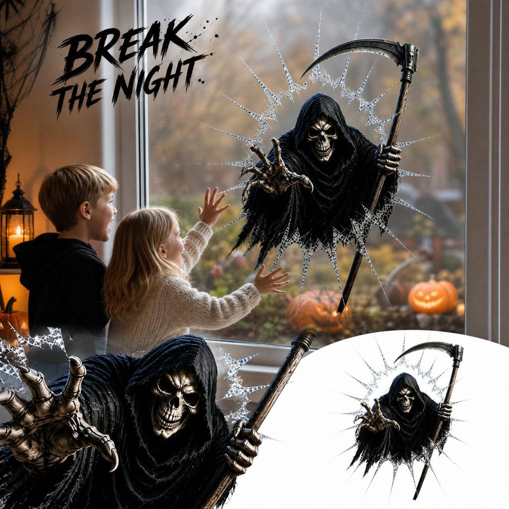 Halloween Window Sticker House Scene Holiday Decoration for Home