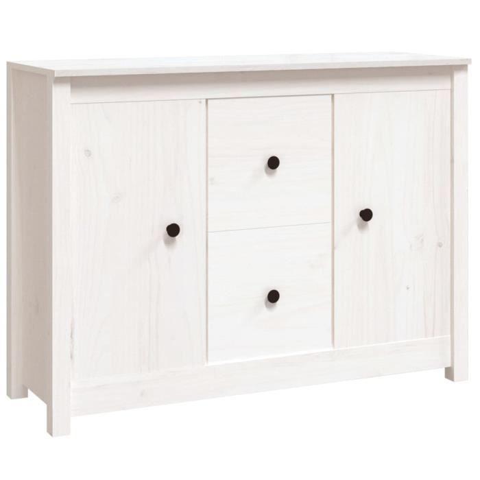 814565 vidaXL White Buffet 100x35x74 Cm Solid Pine Wood