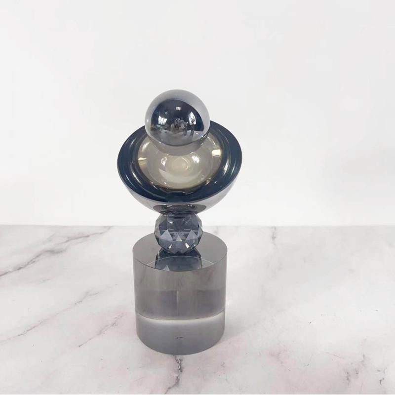 Geometric Glass Ball Decorative Ornaments, Abstract Art Semi-circular Crystal Column Sculptures, Living Room Decorative Crafts