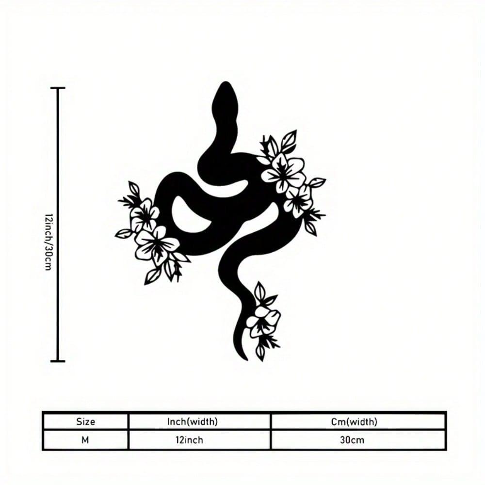 Metal Wall Art Snake Flower Sculpture Iron Home Decor Living Room Patio Gift Reptile Lovers