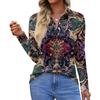 Cămașă cu mânecă lungă, cu mânecă scurtă, cu imprimeu, ocazional, la modă pentru femei Topuri cu nasturi