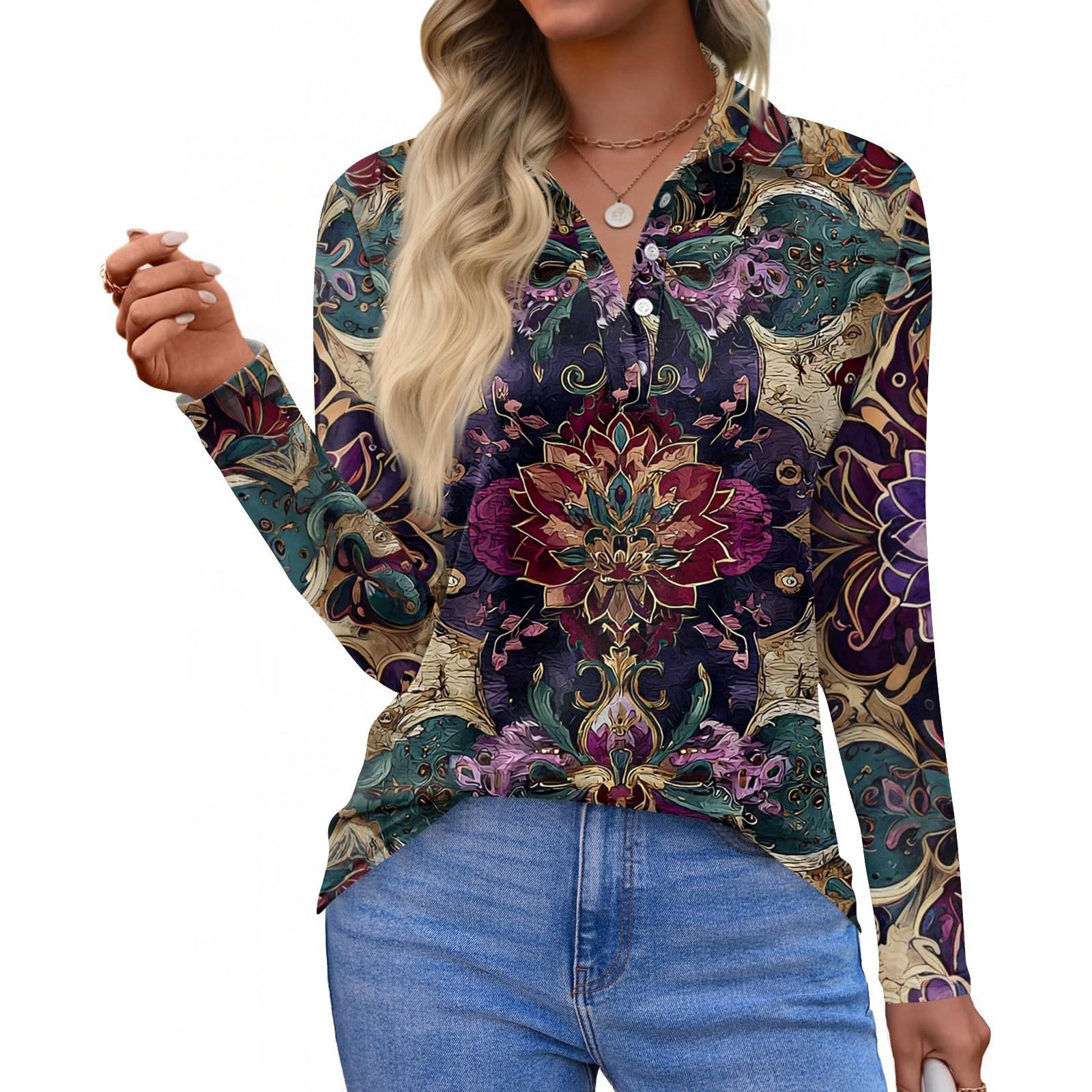 

Женская модная повседневная рубашка с короткими рукавами и принтом с лацканами, женские топы на пуговицах M фиолетовый