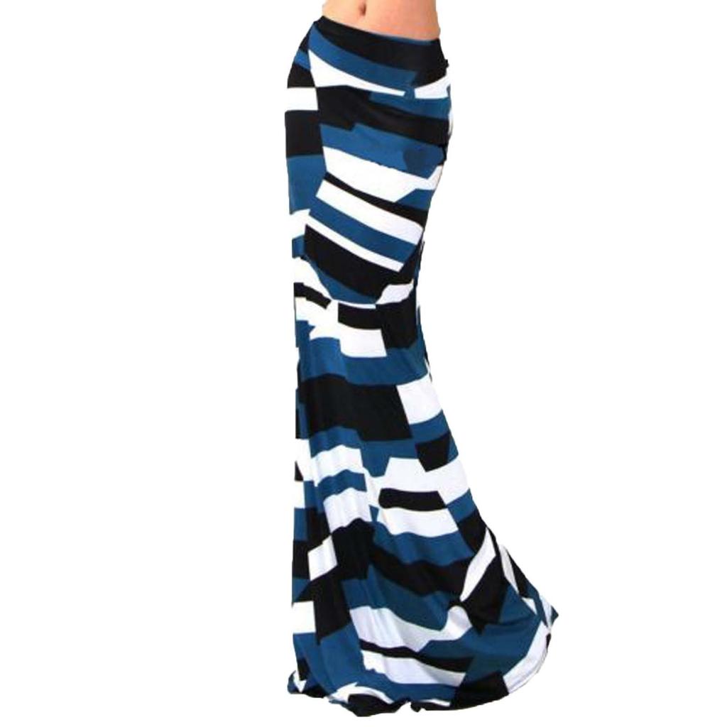 Damen Bedruckter Schmaler Halbrock mit hoher Taille, dehnbarem Wickelsaum und mittellanger Hüftlänge