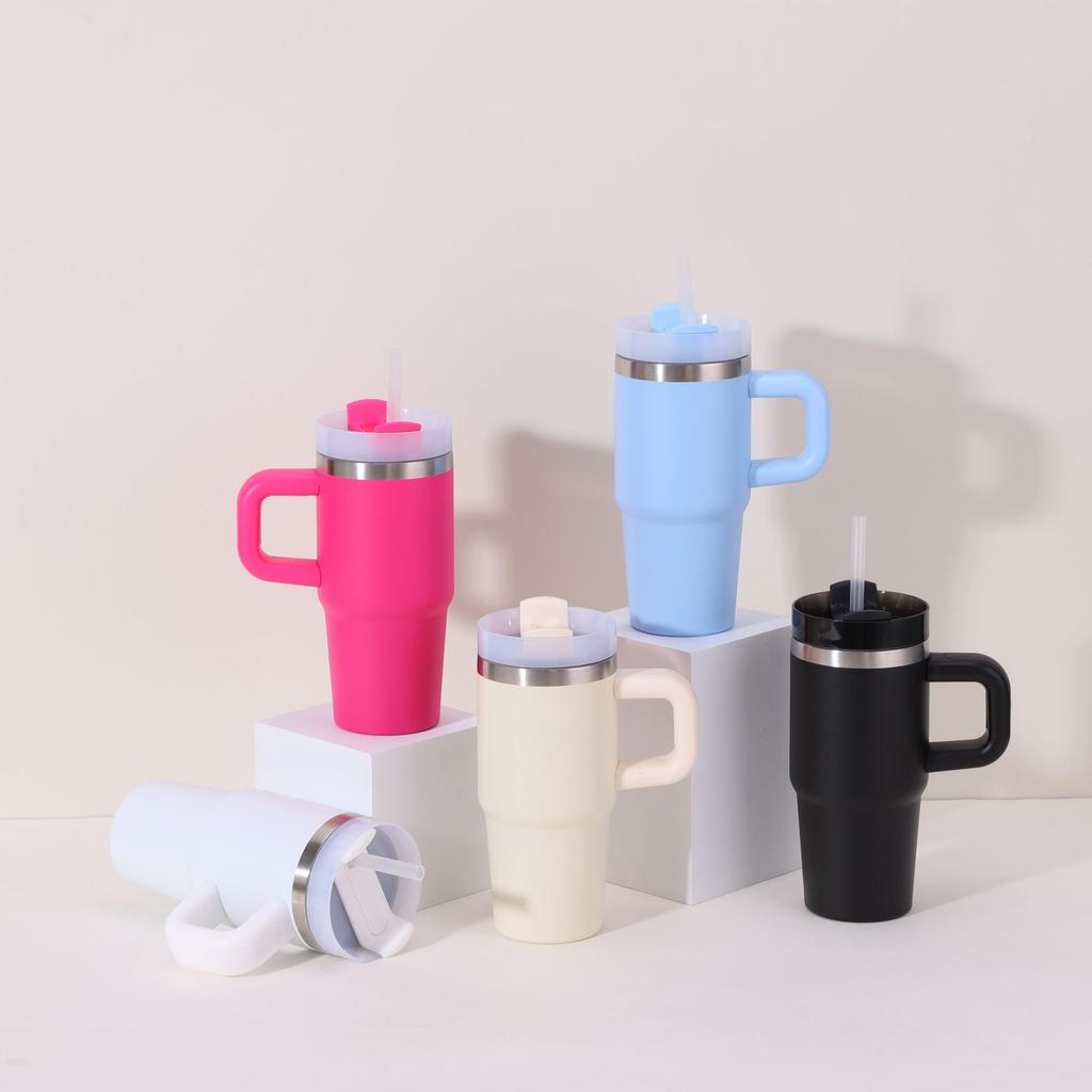 New Double-layer Vacuum 14oz Car Cup Large Capacity 304 Stainless Steel Thermal Insulation Cup with Portable Handle Water Cup