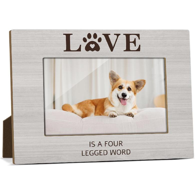 Pet Picture Frame, 4x6 Wood Photo Frame, Gift for Pet Lover Owner, Picture Photo Frames for Desk Decor, Memorial Cat Dog Keepsake -52