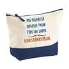 Makeup Bag - PLANETEE - Blue Background Physiotherapist 'No Need for Hair' - Large Size - Cotton - HD Printing