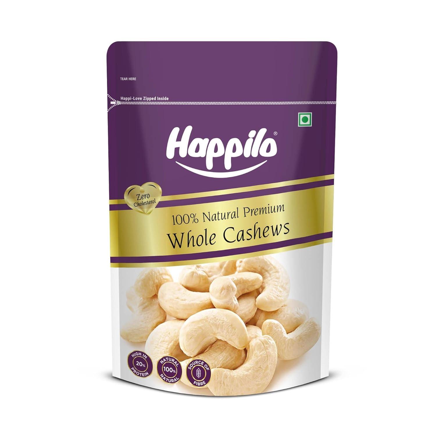 Кешью (200 г), 100% Natural Premium Whole Cashews, Happilo