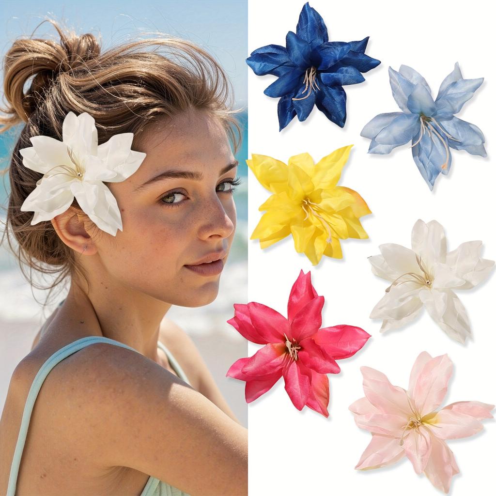 10pcs Sweet Vacation Style Flower Hair Clips Summer Beach Flower Clips Beach Photography Hair Accessories for Women