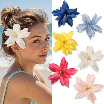 10pcs Sweet Vacation Style Flower Hair Clips Summer Beach Flower Clips Beach Photography Hair Accessories for Women
